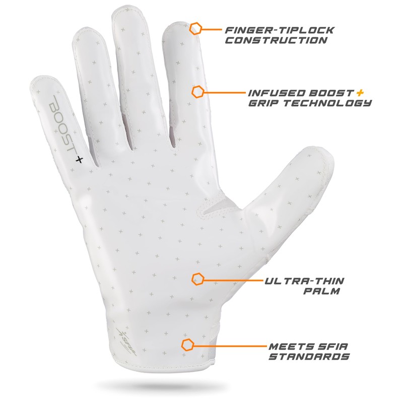 Grip Boost Football Gloves - Solid Stealth 6.0 Boost Plus
