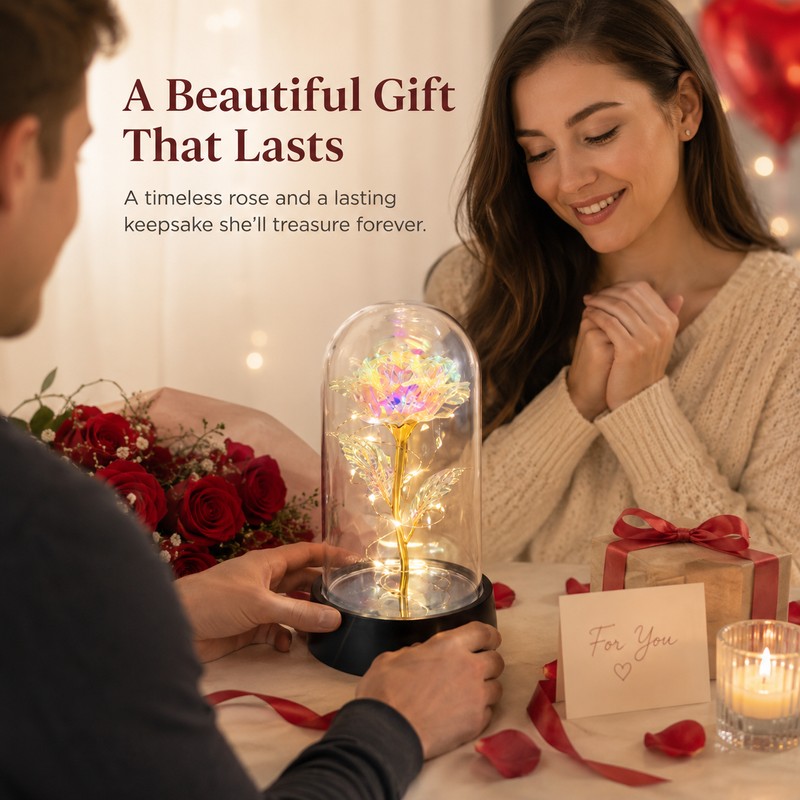 Eternal Rose Gift for Her – Acrylic Rose Display with