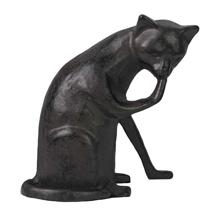 DreamsEden Cast Iron Coy Cat Statue Metal Cat Sculpture Indoor