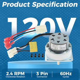 ETERMETA 812-4421 Auger Feed Motor Replacement for Quadra-Fire Part 812-4421 & 812-4420, Compatible with Heatilator CAB50 PS35 PS50 7000-500 PH, 2.4RPM 120V