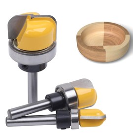 TOTOWOOD Dish Carving Router Bits,3Pcs 1/4 Inch Shank Bowl and Tray Template Router Bit Set with Ball Bearing,Designed for woodworkers