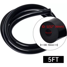 Lencool Racing Silicone Vacuum Tubing Hose 4mm 6mm 8mm 12mm ID 5FT 130PSI Hose Black 4 Rolls