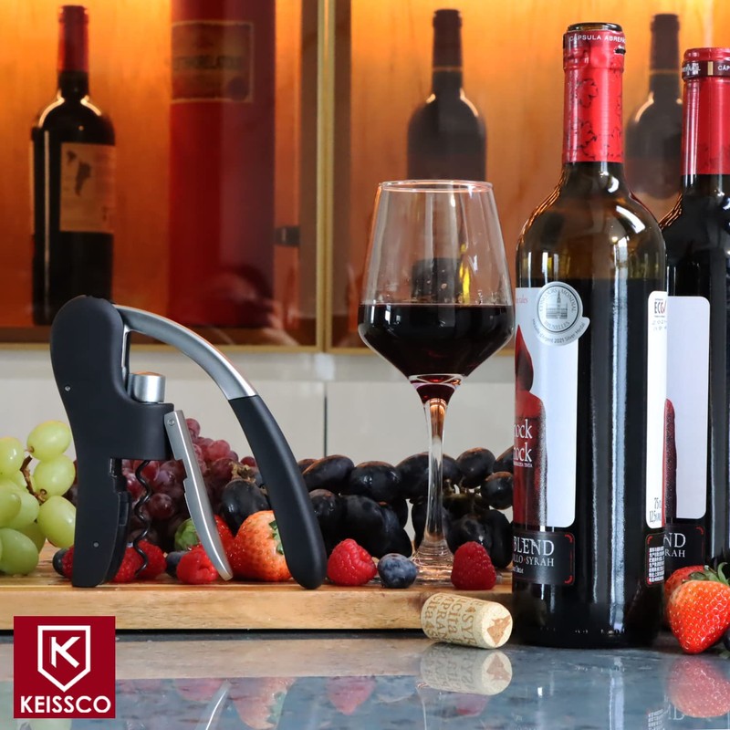 KEISSCO Wine Bottle Opener Manual Vertical Lever Corkscrew with Foil