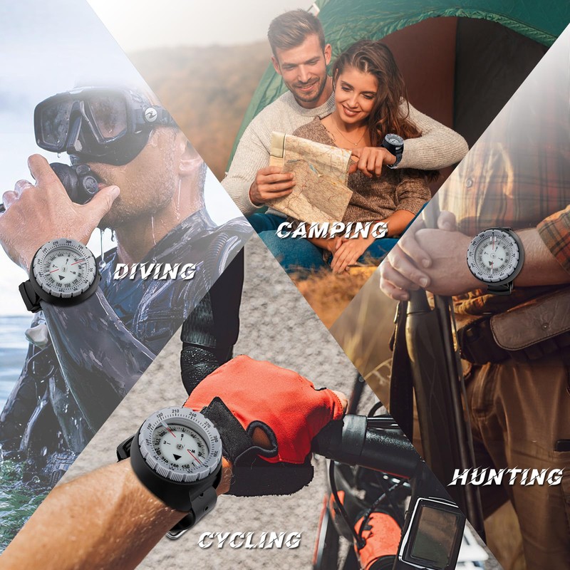 Scuba Compass, Professional Waterproof 5ATM Dive Wrist Compass with TPU