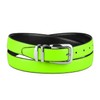 Concitor Reversible Belt NEON Lime GREEN Black Bonded Leather Silver-Tone