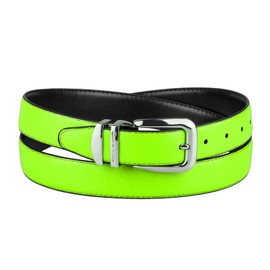 Concitor Reversible Belt NEON Lime GREEN Black Bonded Leather Silver-Tone Bkl 34
