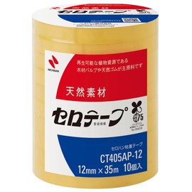 Nichiban Cellophane Tape, Large Rolls, Set of 10 Rolls, 0.5 inches (12 mm) x 114.8 ft (35 m), CT405AP-12