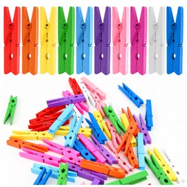 eggigi 50 Pcs Colored Wooden Clothespins - 2.9In 10-Color Small Wooden Clips for Crafts, Photo Hanging, Home Decor & DIY Projects, Durable Multi-Purpose Fasteners