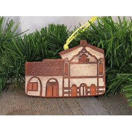4" Christmas Tree Ornament San Antonio de Padua California Mission Church Southwest Handmade Terracotta Clay Art Holiday Decor