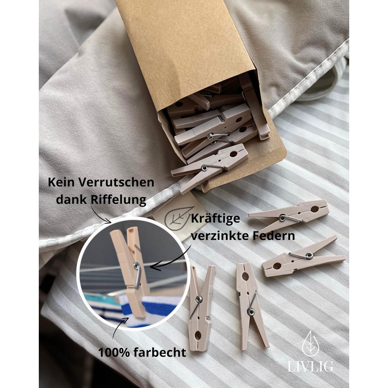 Livlig53 LIVLIG Clothes Peg Bag with 48 Pegs, Weatherproof Peg