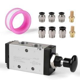 EXLECO Pneumatic Valve 1/4 Inch Manual Control Pneumatic Air Valve 5-Way 2 Positions Hand Pull Mechanical Compressed Air Valve with Silencer 6 mm 8 mm Connector for Pneumatic System Gas