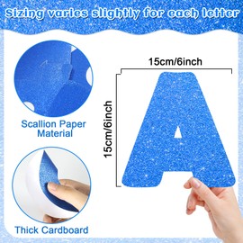 Qyeahkj 150 PCS Large 6" Font Letters and Punctuation Set Glitter Blue Classroom Alphabet Cutouts for Bulletin Poster Board Display Home School a Great Helper to Inspire Students' Learning Interest