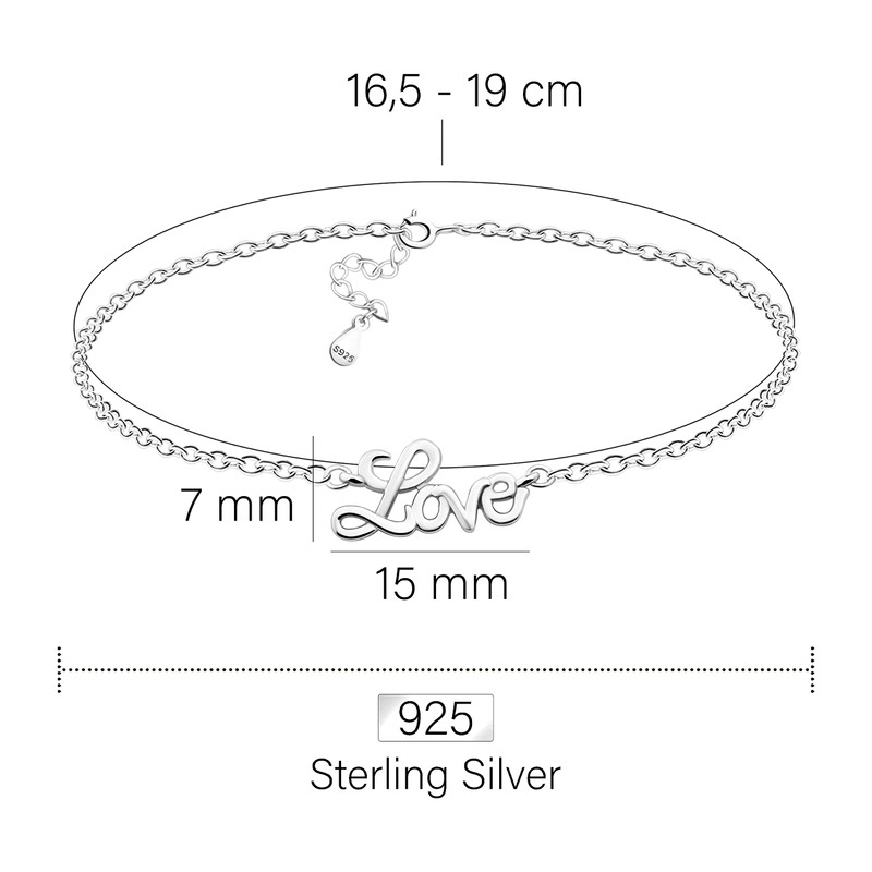 Sofia Milani - Women's Bracelet 925 Silver Love Pendant, Sterling