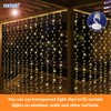 HXWEIYE 2 Pack Warm White 300LED Curtain Fairy Lights, 9.8x9.8Ft