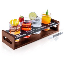 Ksestor Flight Board with Flight Glasses - Drink Flight Board for Bartesian Capsules - Mimosa Flight Board with Glasses - Bartender Accessories - Hosting Essentials