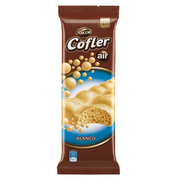 Arcor Cofler Air Chocolate Blanco Aireado Airy White Chocolate Bar, 55 g / 1.94 oz ea (pack of 2 bars)