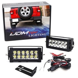 iJDMTOY Rear Bumper Mount Searchlight Reverse LED Light Bar Compatible with Jeep 2007-up Wrangler JK & JL, Includes (2) 36W High Power LED Lightbars, Bumper Frame Mount Brackets, On/Off Switch Wiring