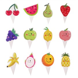 Honbay 36 Piezas De Papel para Cupcakes De Frutas Cumpleaños Sandía Limón Fresa Plátanos Piñas Naranjas Uvas Decoración para Tartas para Cumpleaños Bodas Fiestas Decoración De Verano (12 Estilo