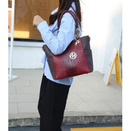 MKF Collection Shoulder Bag for Women, PU Leather Pocketbook Top-Handle Crossbody Purse Tote Satchel Handbag by Mia K