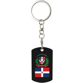 Llavero con emblema de la bandera de República Dominicana para mosquetón rectangular con clips para llavero para llaves de coche