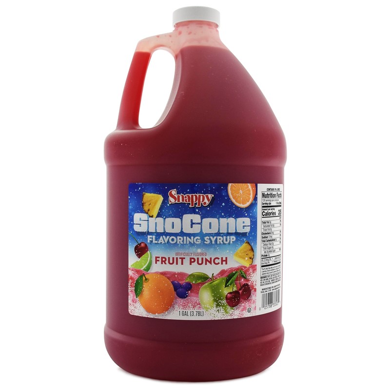 Snappy Fruit Punch Sno Cone Syrup, 4-1 Gallon (128 ounces)