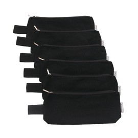 Augbunny Multi-purpose 100% Cotton 12oz Canvas Zippered Cosmetic Makeup Pouch 6-pack, black, small