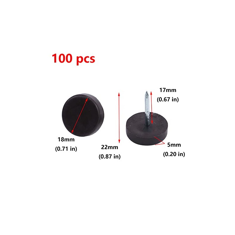 Antrader 100-Pack 5/8" Dia. Nylon Slider Glides Nail-on Furniture Table