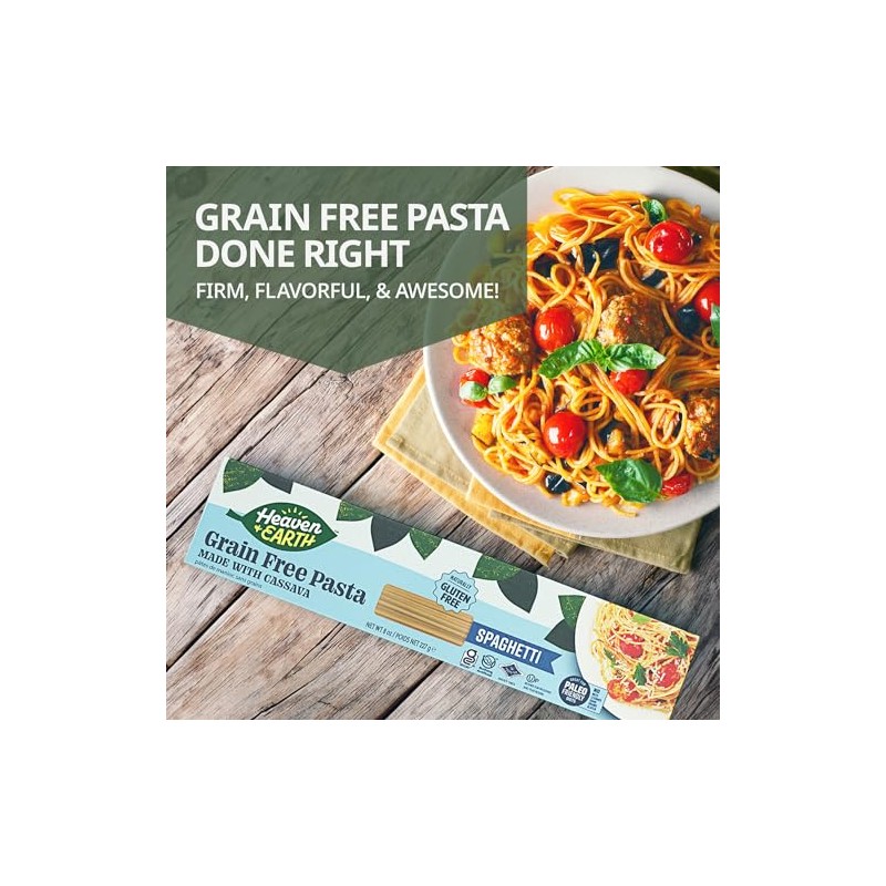 Heaven & Earth Grain Free Pasta, Cassava Spaghetti Pasta, 8oz