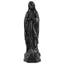Nupuyai 9 cm Obsidian Stone Virgin Mary Figure, Crystal Madonna Figure Gemstone Worry Stone Healing Stone Prayer Mother Mary Statue Catholic Religious Gift Office Home Decoration
