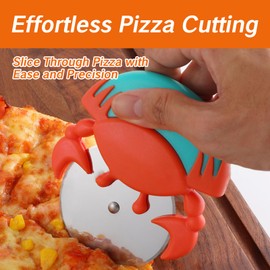 YAFIYGI 1 PACK Pizza Cutter Wheel Cover Red Pizza Cutter Wheel with Large Blades Non-slip Rustproof Effortless Rocker Style Pizza Cutter Protective Blade Cover Heavy Duty Slicer Right Left Handed Use