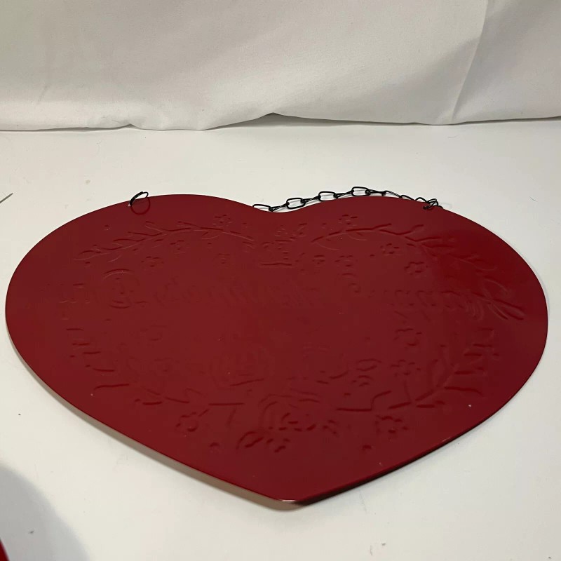Hobby Lobby Heart Sign Embossed Metal Valentine's Day Decor Hanger