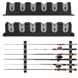 Windspeed 6-Rod Rack Wall Mounted Fishing Rod Rack For Boat, 2 Pcs Horizontal Fishing Rod Holder For Garage Door(Grey)