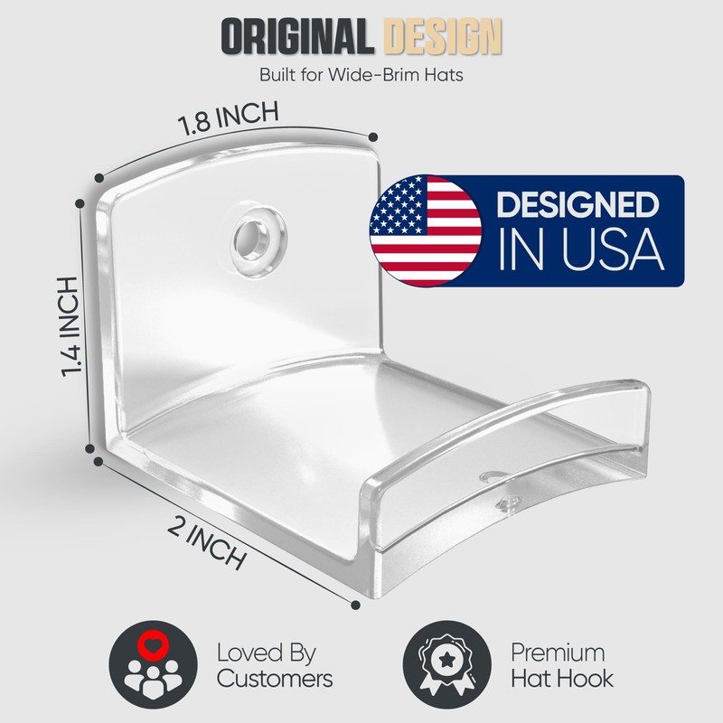 Modern JP Adhesive Hat Hooks for Wall (6-Pack) - Cowboy