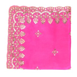 Decorative Mat Aasan Artifcial Silk Pooja Cloth Large Decorative Cloth for Multipurpose Indian Traditional Ethnic Pooja Festival New Year Decoration Pooja Item Articles(Size:-19 Inch X 19 Inch)(Pink)