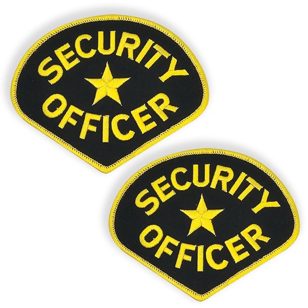 Security Officer Guard Badge Patch (2 Pack) Embroidered, Shield, Black