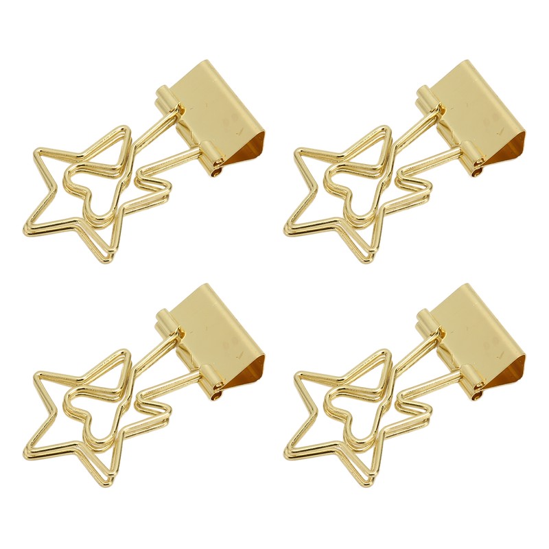 100 Pcs Binder Clips Star Shape Paper Clamps Hollow Long
