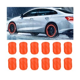 Adunsiaoto Pack of 12 Car Luminous Valve Caps, Fluorescent Car Tyre Valve Cap, Luminous Car Tyre Air Cap Cover for Automobiles, Motorcycles (Orange)