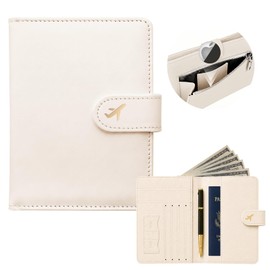 GooodiderX RFID Blocking Passport Holder with AirTag Slot, Beige