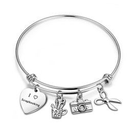 bobauna - Pulsera con Tijeras para álbumes de Recortes, diseño con Texto en inglés I Love Scrapbooking
