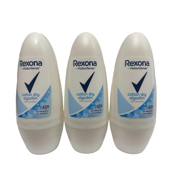 3 x Rexona women's roll-on deodorant "Cotton Ultra Dry" Motion Sense, 50 ml