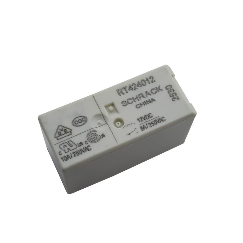 2Pcs RT424012 DPDT Relay 12VDC 8A, White