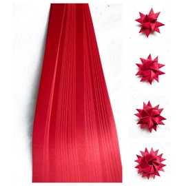 1/2" Cherry Red Froebel Moravian German Star Paper Strips Origami Ornaments Colorful DIY Craft Projects (50 strips)