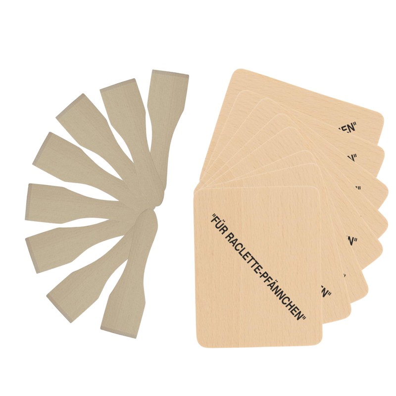teemando® 8 x Raclette Wooden Coasters with Print, 10 cm,