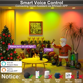 SikSog Smart Recessed Lighting 6 Inch RGBCW Color Changing 16W LED Downlight with Junction Box,1350 Lumen Recessed Ceiling Light Compatible with Alexa,Dimmable by Bluetooth Control -6Pack