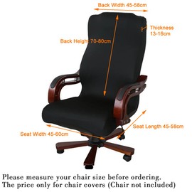 Stretchable Removable Resilient Chair Covers Computer Swivel Chair Cover Universal Armchair Cover Slipcover for Office Rotating Chair Dinning Chair Modern Simplism Style (No Chairs) (Black)