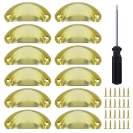 Pack of 12 Shell Handle Cupboard Handles Drawer Handles Vintage Shell Handles Half Moon Crescent Knobs Furniture Handles with Screws for Cabinet, Furniture, Kitchen Cabinet, Gold