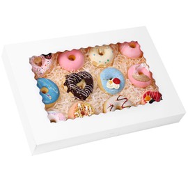Moretoes Moretoes 30pcs Cookie Boxes, 16x11x2.5 Inches Auto-Popup Bakery Boxes with Window for Pastries, Mother's Day, Pies, Muffins, Chocolate Covered Strawberries