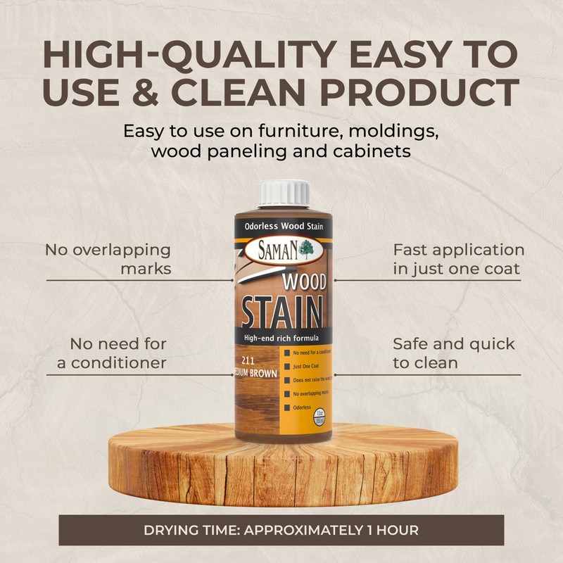 SamaN Interior Water Based Wood Stain - Natural Stain for