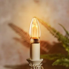 TORCHSTAR Vintage Edison Candelabra Light Bulbs, UL Listed, LED Chandelier Light Bulbs Dimmable, C11 LED Filament Candle Bulb, 2.3W(8W Eqv.), 65lm, 110-130V, Amber Glass, 2000K Soft Warm