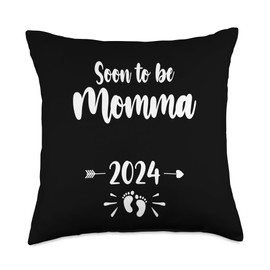 Momma Soon To Be Mom 2024 Mother Pregnant Kids Mothers Day Throw Pillow